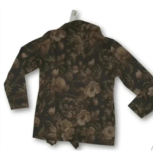 NWT Soft Surroundings Brown Floral Shape Drape Faux Suede Jacket - L - Picture 2 of 7
